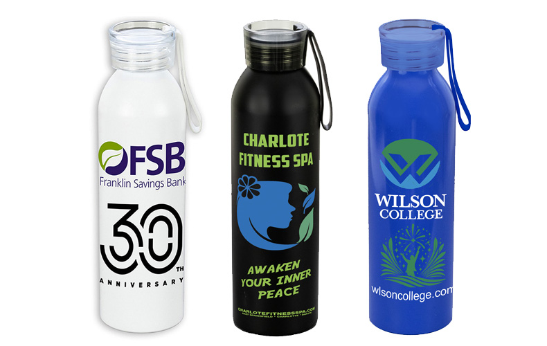 22 OZ Recycled Aluminum Bottle With Carry Strap Lid 22 OZ Recycled Aluminum Bottle With Carry Strap Lid